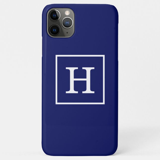 Coques Case-Mate iPhone Monogram initial de la Navy Blue White Framed (Dos)