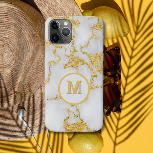 Case-Mate iPhone Case  Monogram M Élégant motif marbre blanc et or