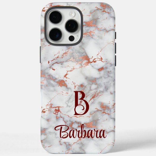 Coques Case-Mate iPhone Monogram Marble Rose Gold  Case-Mate iPhone Case (Verso)