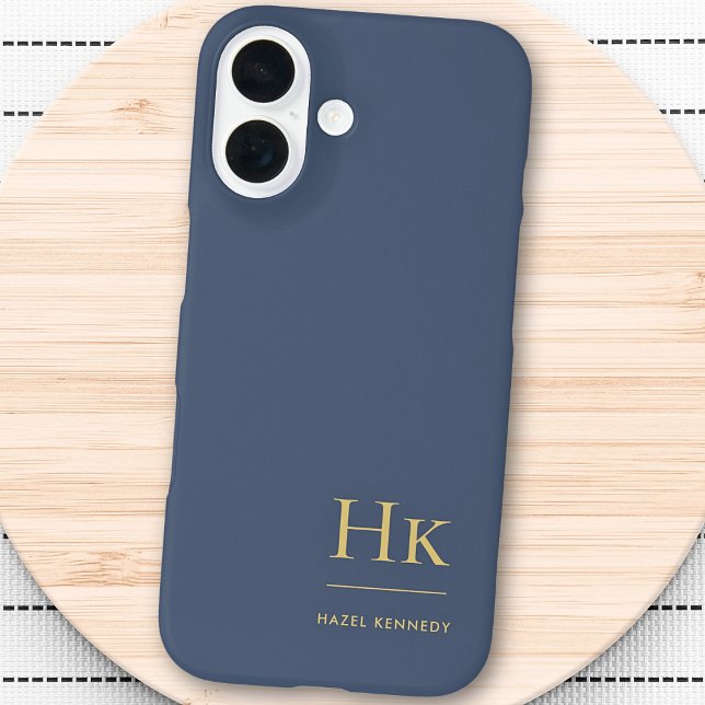 Coques Case-Mate iPhone Monogram Marine Blue Gold Professional Élégant (Créateur téléchargé)