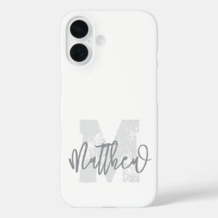 Coque Pour iPhone 16 Monogram Modern Cool Grunge Ajouter Votre Nom