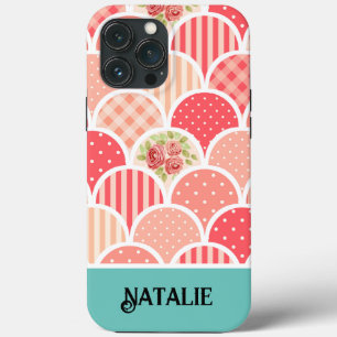 Case-Mate iPhone Case Monogram Modern vintage pattern l Pink and blue