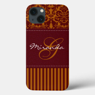 Coques Pour iPhone Monogram Orange, Vin Damask Stripe iPad Air Case
