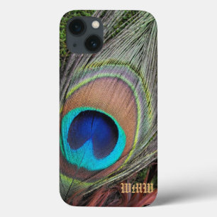 iPhone 13 Case Monogram Peacock Feather Blackberry Bold Case