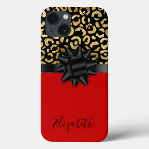 Case-Mate iPhone Case Monogram Red Black Gold Empreinte de léopard Bow t