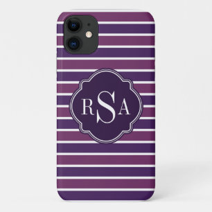 Case-Mate iPhone Case Monogram Trio Royal Purple Stripes Motif