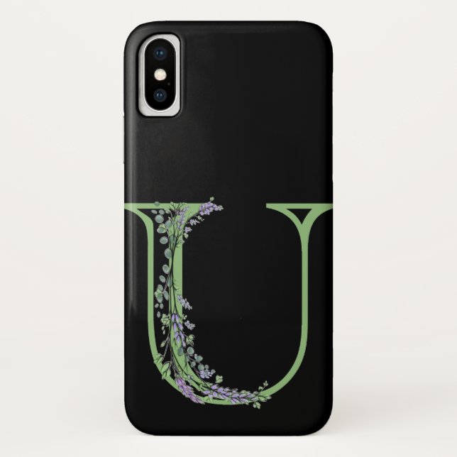 Coques Case-Mate iPhone Monogram U Lavande Eucalyptus (Dos)
