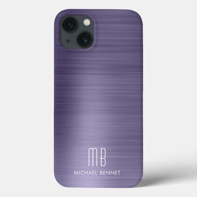 Coques Case-Mate iPhone Monogram Violet Métal Brossé (Verso)