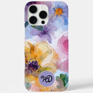 Coques iPhone 16 Pro Max Monogram Watercolor Pastel iphone Case