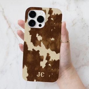Coque Pour Pour iPhone 14 Pro Max Monogram Western Country Modern Brown Cowgirl