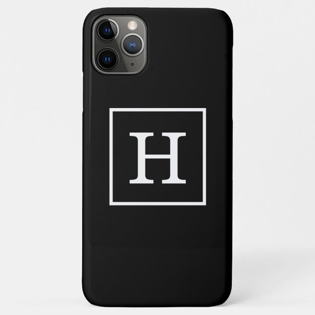 Coques Case-Mate iPhone Monograme de Black White Framed Initial (Dos)