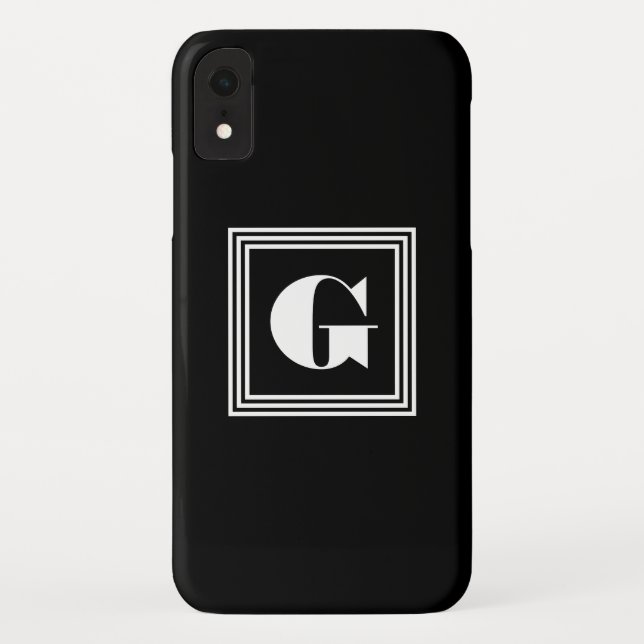 Coques Case-Mate iPhone Monogramme 3 trames en gras | Noir et blanc (Dos)