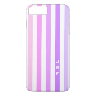 Coque iPhone 8 Plus/7 Plus Monogramme à bandes verticales violettes et roses