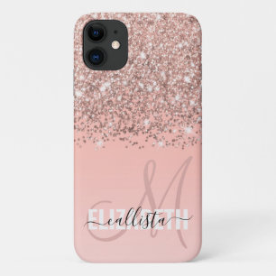 Case-Mate iPhone Case Monogramme à dégradé rose Rose or Confetti
