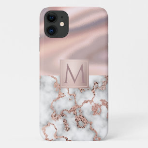 Case-Mate iPhone Case Monogramme à huile Rose de luxe en marbre doré