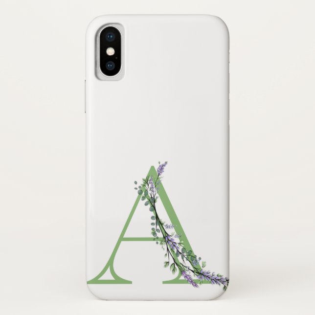 Coques Case-Mate iPhone Monogramme A Lavande Eucalyptus (Dos)