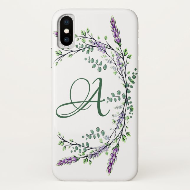 Coques Case-Mate iPhone Monogramme A Lavande Eucalyptus (Dos)