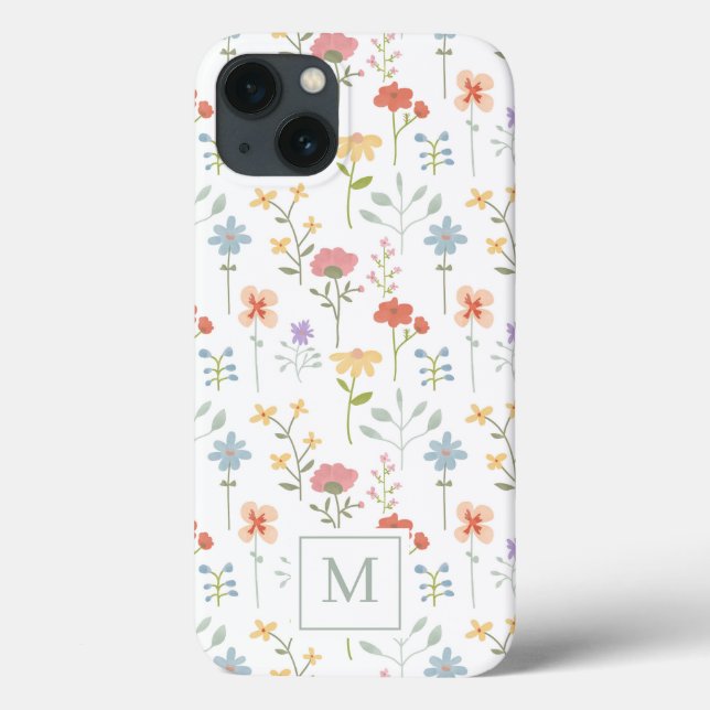Coques Case-Mate iPhone Monogramme à motifs floraux sauvages (Verso)
