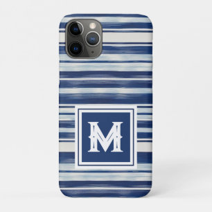 Case-Mate iPhone Case Monogramme à rayures bleues et blanches