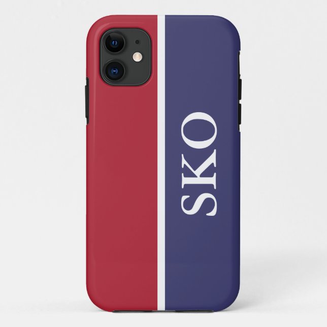 Coques Case-Mate iPhone Monogramme à rayures bleues et blanches personnali (Dos)