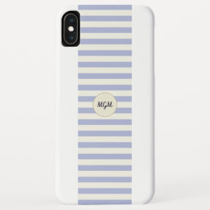 Case-Mate iPhone Case Monogramme à rayures de crème et de bleu moderne P