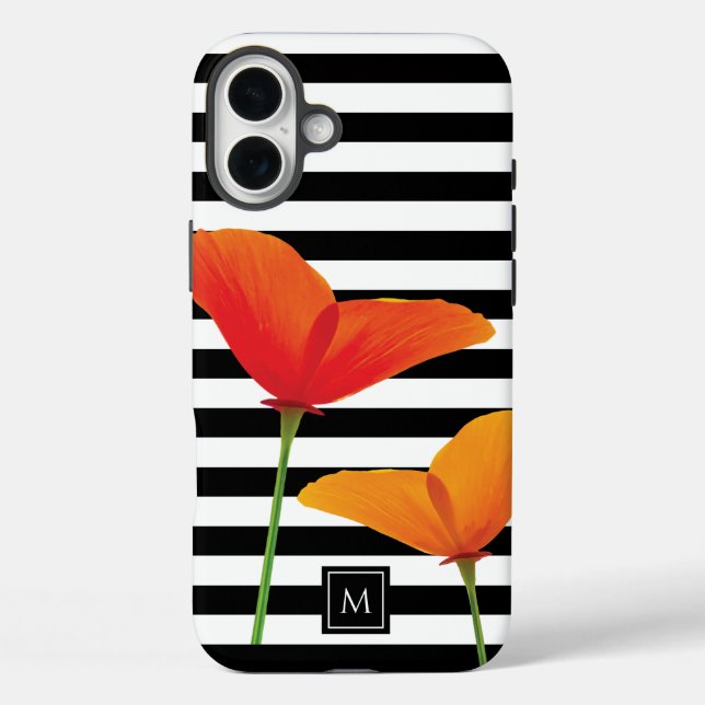 Coques Case-Mate iPhone Monogramme à rayures noires chic (Verso)