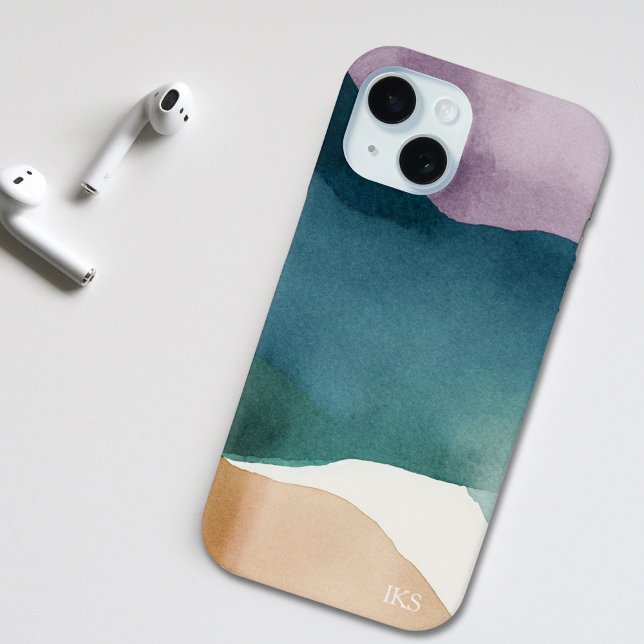 Coques Case-Mate iPhone Monogramme Abstrait Aquarelle Moderne (Créateur téléchargé)