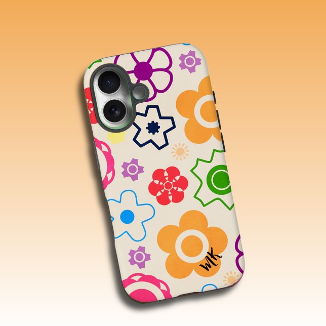 Coques Case-Mate iPhone Monogramme Abstrait d'alimentation des fleurs (Créateur téléchargé)