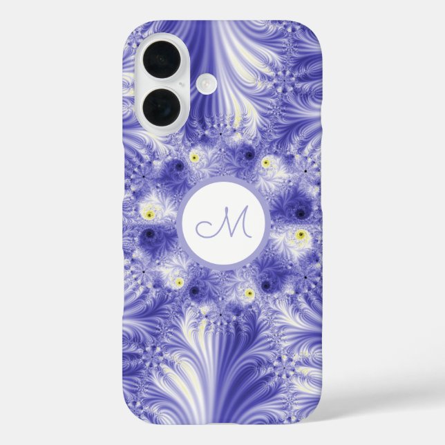 Coques Case-Mate iPhone Monogramme Abstrait Élégant Silky Blue Fractal (Verso)