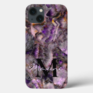 Case-Mate iPhone Case monogramme Abstrait en marbre de quartz améthyste 