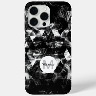 Coque iPhone 15 Pro Max Monogramme Abstrait noir et blanc géométrique