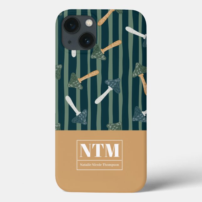 Coques Case-Mate iPhone Monogramme adorable champignon classique motif ver (Verso)