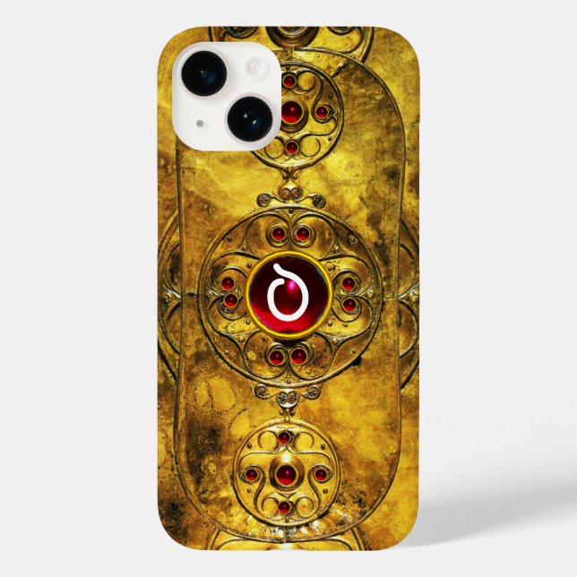COQUES Case-Mate iPhone MONOGRAMME ANTIQUE CELTIC WARRIOR SHIELD RUBY GEM (Verso)