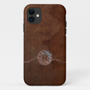 Etui iPhone Case-Mate Monogramme antique rustique de cuir de relief de