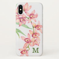 Monogramme | Aquarelle Fleurs roses