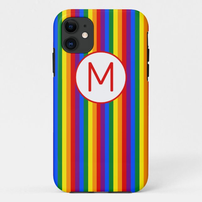 Coques Case-Mate iPhone Monogramme arc-en-ciel (Dos)