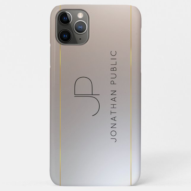 Coques Case-Mate iPhone Monogramme Argent Or initial look Modèle élégant (Dos)