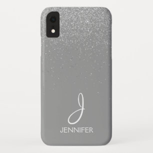 Case-Mate iPhone Case Monogramme argenté de parties scintillantes et