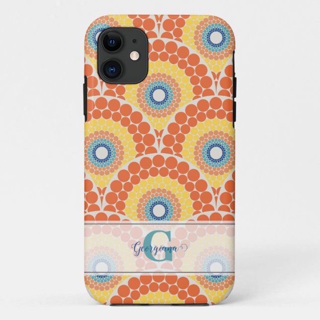 Coques Case-Mate iPhone Monogramme Art Déco Egée Été Radiant Mandala (Dos)