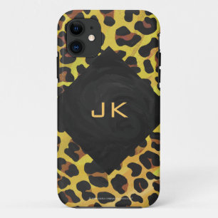 Coques Pour iPhone Monogramme avec léopard Brown et jaune