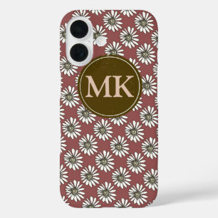 Coques iPhone 16 monogramme avec marguerites