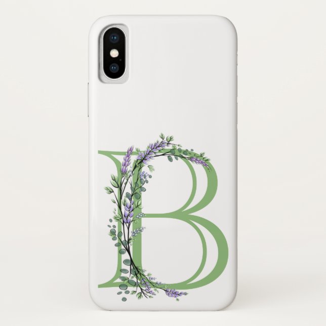 Coques Case-Mate iPhone Monogramme B Lavande Eucalyptus (Dos)