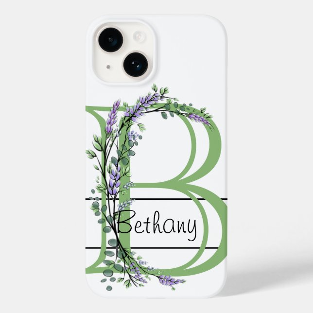 Coques Case-Mate iPhone Monogramme B Lavande Eucalyptus (Verso)