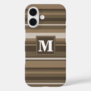 Coque Pour iPhone 16 Monogramme bandes Brown