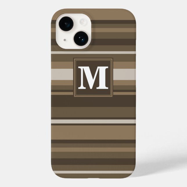 Coques Case-Mate iPhone Monogramme bandes Brown (Verso)