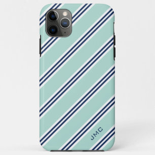 Coque iPhone 11 Pro Max Monogramme - Bandes de menthe
