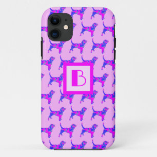 Case-Mate iPhone Case Monogramme beagle Hound Dog rose et bleu silhouett