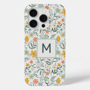 Coque iPhone 15 Pro Monogramme Beau motif végétal botanique
