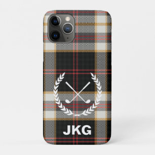 Case-Mate iPhone Case Monogramme Black Plaid Golf Clubs Laurel Wreath