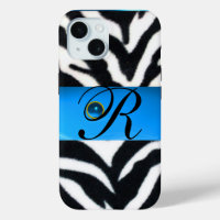 MONOGRAMME BLACK ZEBRA FUR AQUA BLEU GEM,